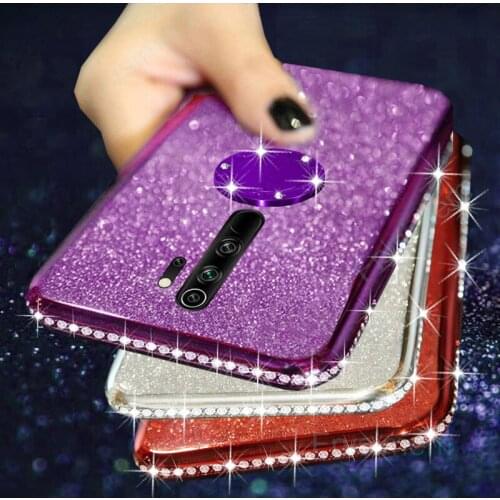 Diamond Finger Ring Glitter Case for Redmi 9A 9AT 9C NFC 9 8 8A Note 8T 9S 8 9 Pro Max Holder Star Cover
