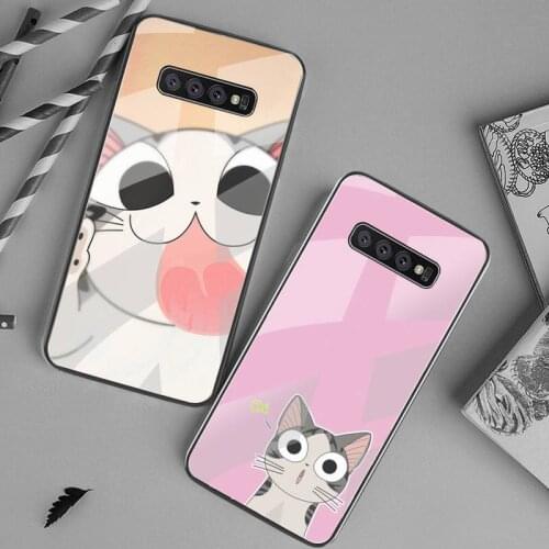 Anime Cartoon Chis Sweet Home Cat Phone Case Tempered Glass For Samsung S20 Plus S7 S8 S9 S10 Plus Note 8 9 10 Plus