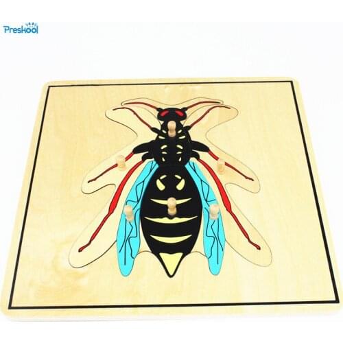 Baby Toy Kids Montessori Wasp Puzzle Animal for Children Wood for Early Childhood Education Preschool Training Learning