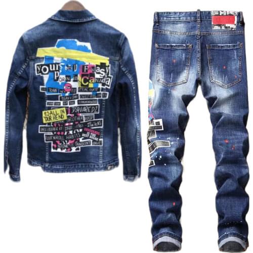 Italian Fashion Brand DSQUARED2 Mens Label Denim Jacket Sports Style Denim Jacket 2825
