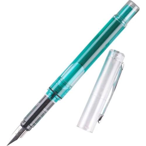 Quality Piston Fountain Pen Plastic Transparent High Capacity EF F Nib Stationery School Supplies Ink Pens