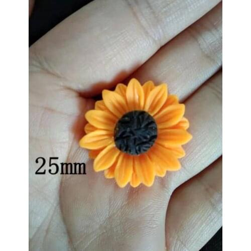 Resin SunFlower Chrysanthemum Cameo Cabochon Base Setting Pendants Charm For DIY Earrings 15/18/25/29mm 30piece/lot