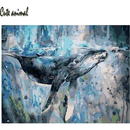 Whale animal in the sea 5D DIY Diamond Painting Diamond Embroidery Full drill round Square Cross Stitch kit Mosaic Home Decor