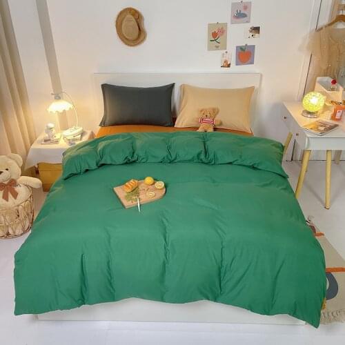 3/4Pcs Pure Color Bedding Sets Green Quilt Covers and Pillowcases Blue Comforter/Duvet Cover Set Bed Linen Classic Home Textile