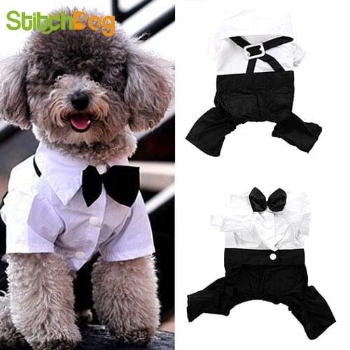 Pet Dog Cat Clothes Prince Tuxedo Bow Tie Suit Puppy Costume Jumpsuit Coat S-XXL Dog Clothes Suit for dogs