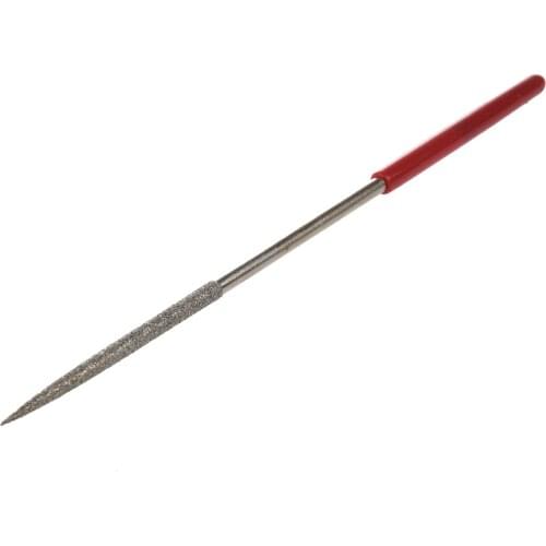 Lapidary Round Rat Tail Diamond Files 3mm x 140mm Silver Tone Red