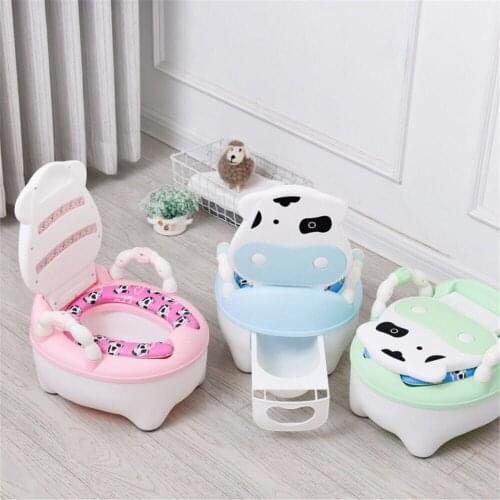 Cartoon Cow Baby Potty Toilet Large Capacity Comfortable Backrest Portable Toilet Multicolor Safety Non-slip Childrens Toilet