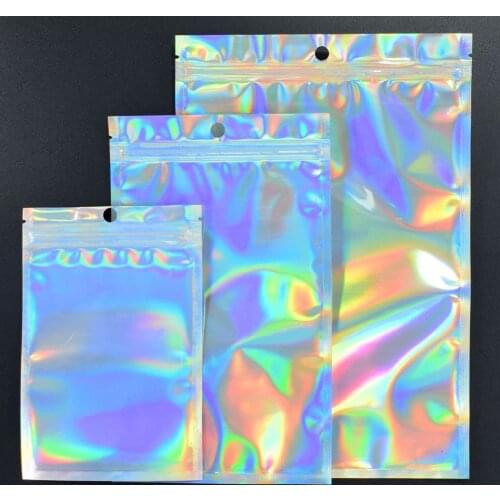 Wholesale Lashes Packaging Boxes Idea Holographic Laser Zip Lock Party Favor Bag Eyelashes Lash Package Box Custom Logo Sticker