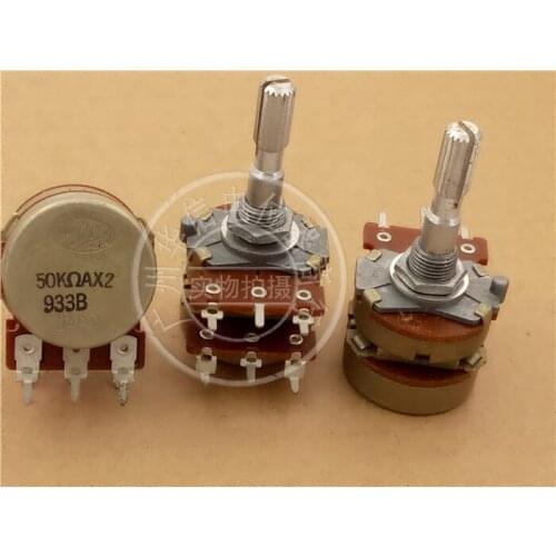 Original new 100% double potentiometer A50K 50KAX2 50KA handle long 30MM plum blossom axis (SWITCH)