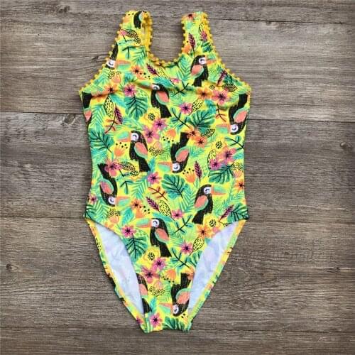 Girls Beachwear Bathing Suits Swimwear Girl Children Printing Flower Swimwear One Pieces Swimming Suit for Girls Kids Swimsuit