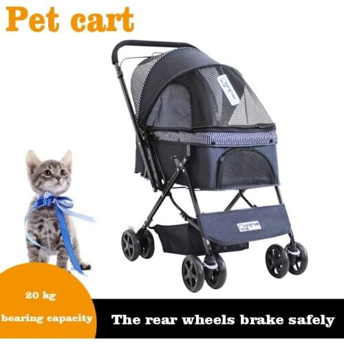 Pet Stroller Dog Bed With Ceiling Foldable Carrier For Dogs Transportation Go Out For A Walk Travel Shopping Exotic Accessories
