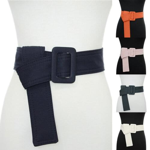 2020 Super Long Women Belt Canvas Wide Belt Casual Solid Color Corset Belt Soft Waistband Down Jacket Coat Decorative Waist Belt