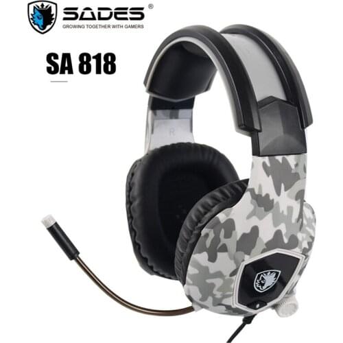 SADES SA-818 3.5mm AUX head-mounted camouflage colored wired gaming headset with mic is suitable for mobile phone desktop laptop