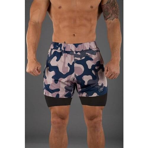 New Summer Short Mens Shorts Gym Training Men Sports 2 in 1 Double-layer Jogging Running Short Male Fitness Shorts Camouflage