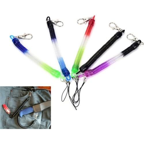 Spiral Stretch Keychain Elastic Spring Rope Key Ring Lobster Clasp Hook Outdoor Anti-lost Spring Key Cord Mobile Phone Lanyard