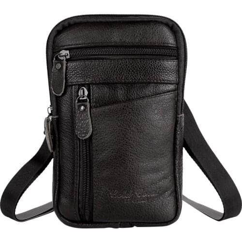 Genuine Leather Men Shoulder Crossbody Bag Classic Texture Creative Design Chic Business Casual Messenger Phone Pouch