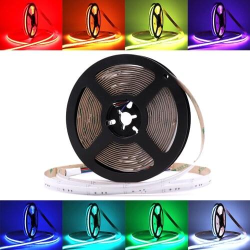 20m FCOB RGB LED Light Strip 840 LEDs 15w/m Flexible Soft COB Colorful Tape High Density RA90 Dimmable DC24V Car Room Tape