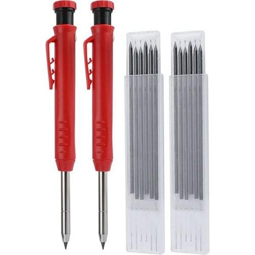 NEW-2Pcs Carpenter Pencils, Construction Pencils with 12Pcs Refills, Leads Mechanical Pencil Architect Pencils