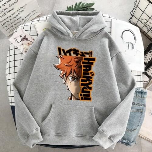 Volleyball Manga Haikyuu Hoodie oversized sweatshirt streetwear Long Sleeve Velvet Warm Soft student cool Pullovers Sweatshirts