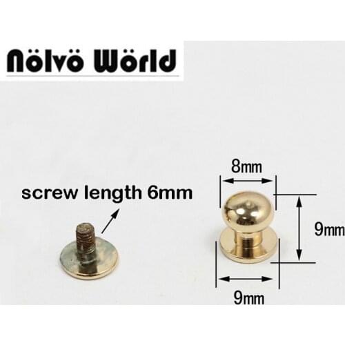 50pcs 5 colors 8mm Round Head Nail Leather Screw Rivet Chicago Base for DIY Bags Decoration Metal Part