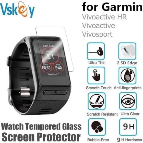 VSKEY 10PCS Tempered Glass for Garmin Vivoactive HR Smart Watch Screen Protector Vivosport Protective Film