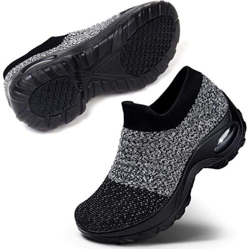 Women Platform Shoes Slip On Breathe Mesh Walking Shoes Women Fashion Sneakers Comfort Wedge Platform Loafers