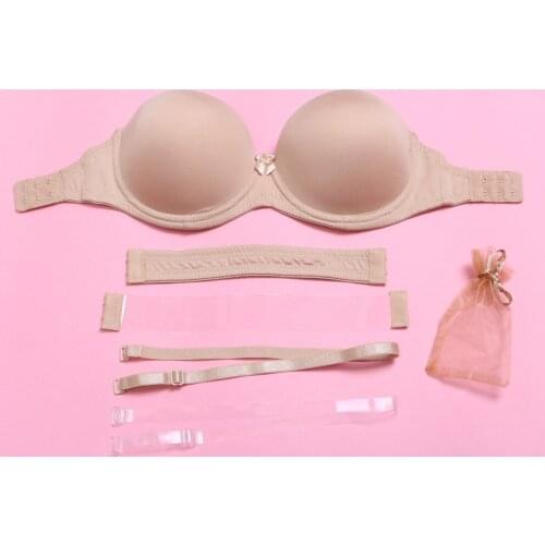 Vgplay Halter Bra Clear Strap Backless Women Bra Padded Push Up Bras for Women Convertible Multiway Underwear A B C D E Cup