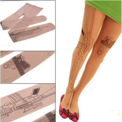 2020 Fashion Girl Thin Transparent Printing Silk Stockings Summertime Tattoo Pantyhose Women Wholesale