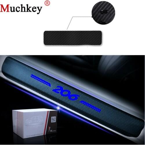 Door Threshold For Peugeot 206 Car Door Plate Stickers Carbon Fiber Look Car Sticker Sill Scuff Cover Anti Scratch Decal 4Pcs