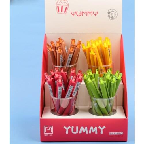 48 pcs/lot Cartoon Gourmet Press Gel Pen Cute 0.5 mm black ink Signature Pen School Office writing Supplies Promotional Gift