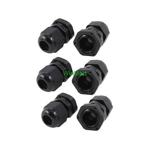 6 Pieces Black Plastic Waterproof Cable Gland Connector Locknut PG9