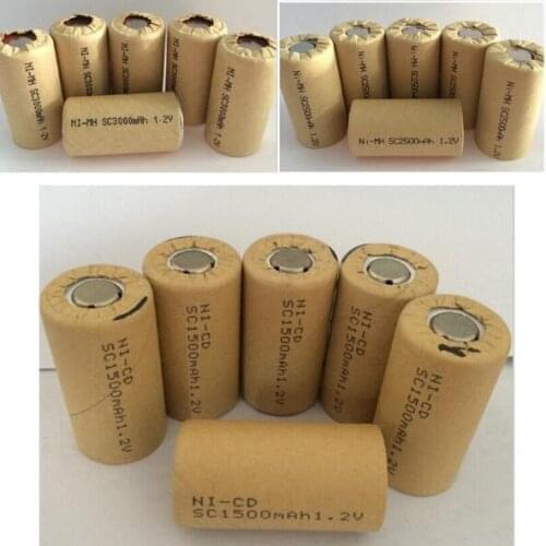 6PCS Ni-CD Ni-MH SC 1.2V 3000mAh -2000mAh Rechargeable Battery NIMH Cell Discharge Rate 10C-15C for Electronic Drill Power tools