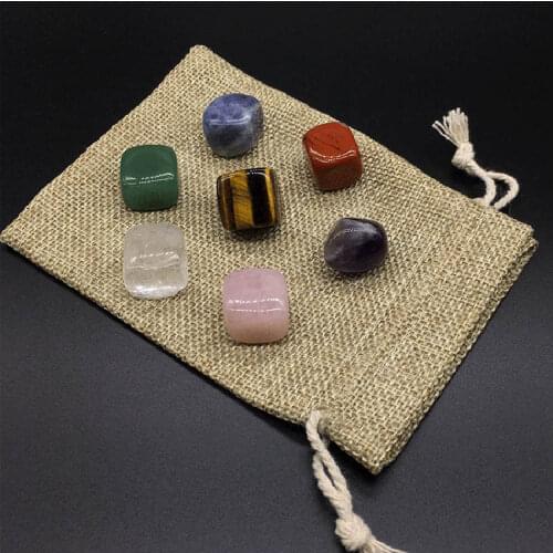 Natural 7 color Reiki Stone Irregular Tumbled stone Polishing Rock Quartz Yoga Energy Bead For Chakra Healing Decoration 7pcs