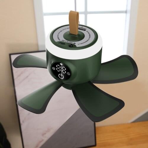 8000mAh USB Rechargeable Remote Control Timing Camping Fan 4 Gears Tent Ceiling Fan with LED Lamp for Home Outdoor Bed