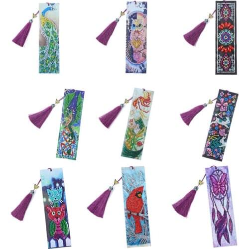 Diamond Painting Leather Bookmarks Tassel Bookmarks Special Shaped Diamond Embroidery Craft decoration