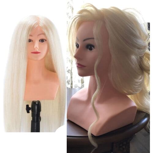 Aobocca 85% Human Hair Mannequin Head With Shoulders Barber Practice Hairstyle Kappershoofd Hairdresser Doll Training Head