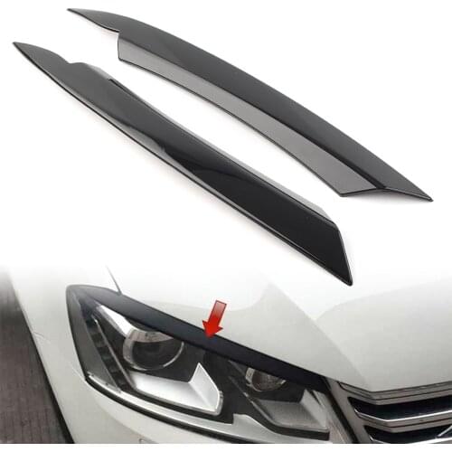 Car Head Light Lamp Cover ABS Eyelid Cover Trim Sticker For VW Passat B7 2010 2011 2012 2013 2014 Black