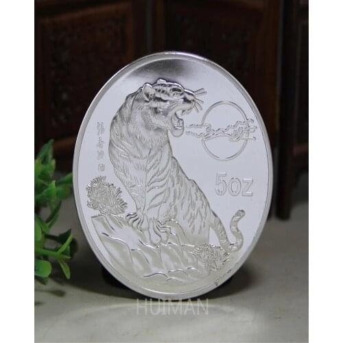 FREE SHIPPING 1998 NEW YEAR OLD SILVER COIN, 5 OUNCES, TWELVE ZODIAC TIGER, COMMEMORATIVE COINS, COLLECTIBLES