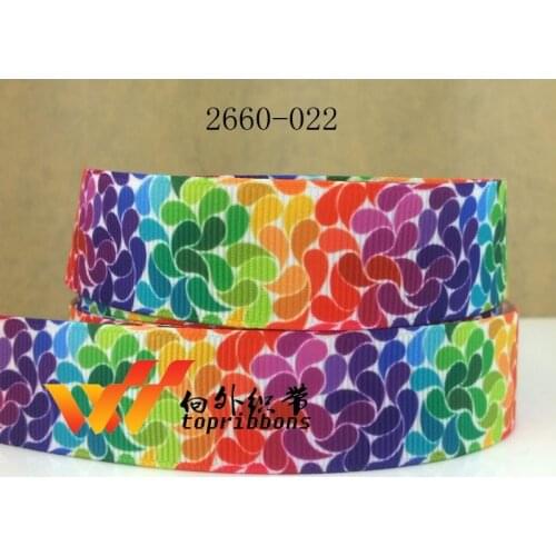 Free shipping 22mm Cartoon rainbow colors Series Printed grosgrain ribbon, DIY handmade materials, wedding gift wrap