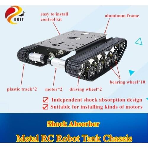 Free Shipping Shock Absorber Metal RC Robot Tank Chassis Kit with Track, DC Motor, Tracked Mobile Platform R3 Raspberry Pie
