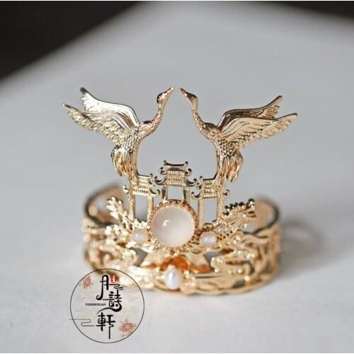Cloud crane Hair crown + hairpin mens and womens general purpose childe chivalrous dressing Chinese costume ancient headdress