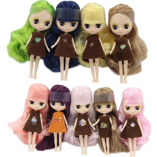 Mini blyth doll nude 11cm factory doll BJD Suitable for diy change makeup Hair is long Can change their hair, such as in points