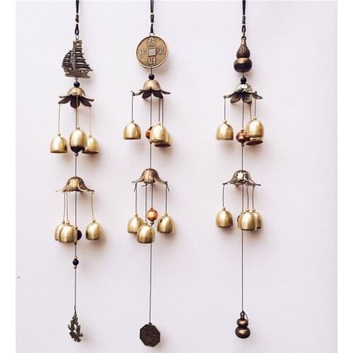Metal Copper Wind Chimes Ornaments Door Decoration 2 Layers 6 Bells Alloy Bells Feng Shui Town House Lucky Door Bell Pendant