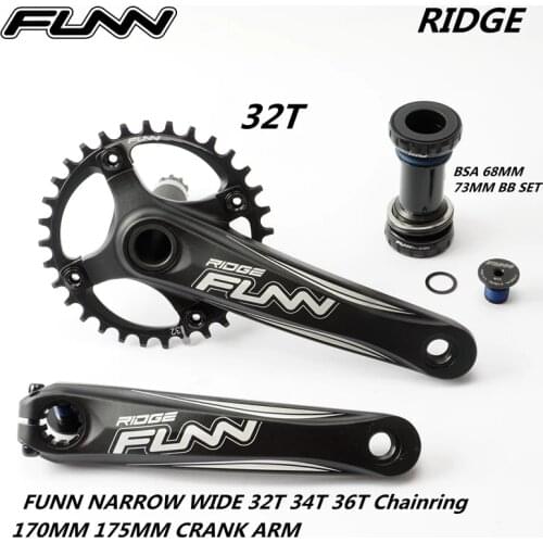 British FUNN mountain bike crank RIDGE crank hollow one chainring BCD104 crank with axle 170 XC bicycle crankset
