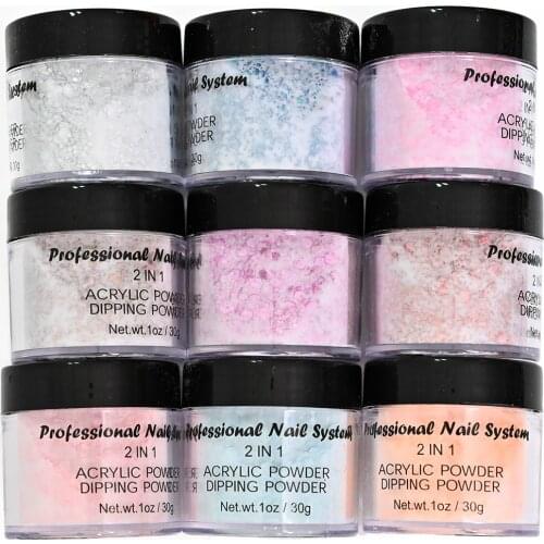Nine Bottler(1OZ/Jar) Bright Colors Acrylic Powder Sequins Glitter 9pc/Set Manicure 3 IN 1 DIP&ACRYLIC Powder ##123