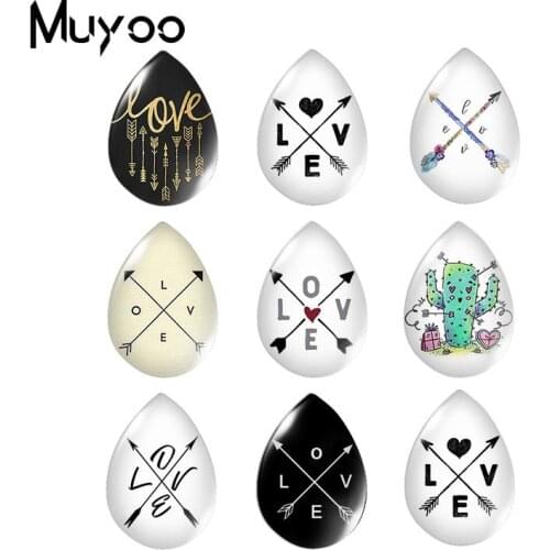 2019 New Love Arrows Glass Cabochon Valentine Love Tear Drop Cabochons Hand Craft Photo Jewelry