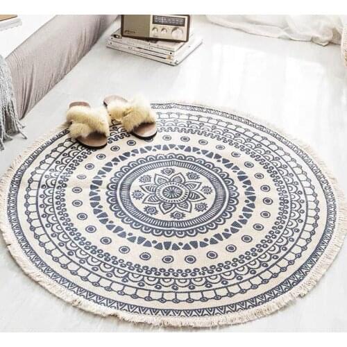 New Nordic style round rugs cotton with linen area rug for bedroom simple living room carpet mat floor modern home decor carpets