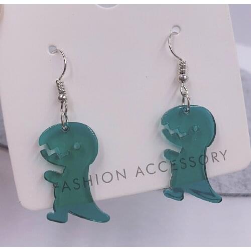 New Acrylic Green Dinosaur Earrings for Girls Women Children Birthday Gift Lovely Jewelry
