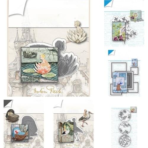 New Metal Cutting Dies Cut Die Spring Brid Children and Stork Crib Scrapbook Paper Craft Knife Mould Blade Punch Stencils Dies