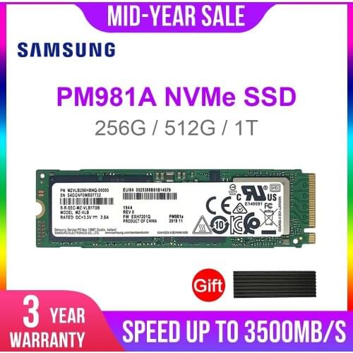 Original SAMSUNG M.2 SSD PM981A 256GB 512GB 1TB Internal Solid State Drives M2 NVMe PCIe 3.0*4 Laptop Desktop SSD with HeatSink